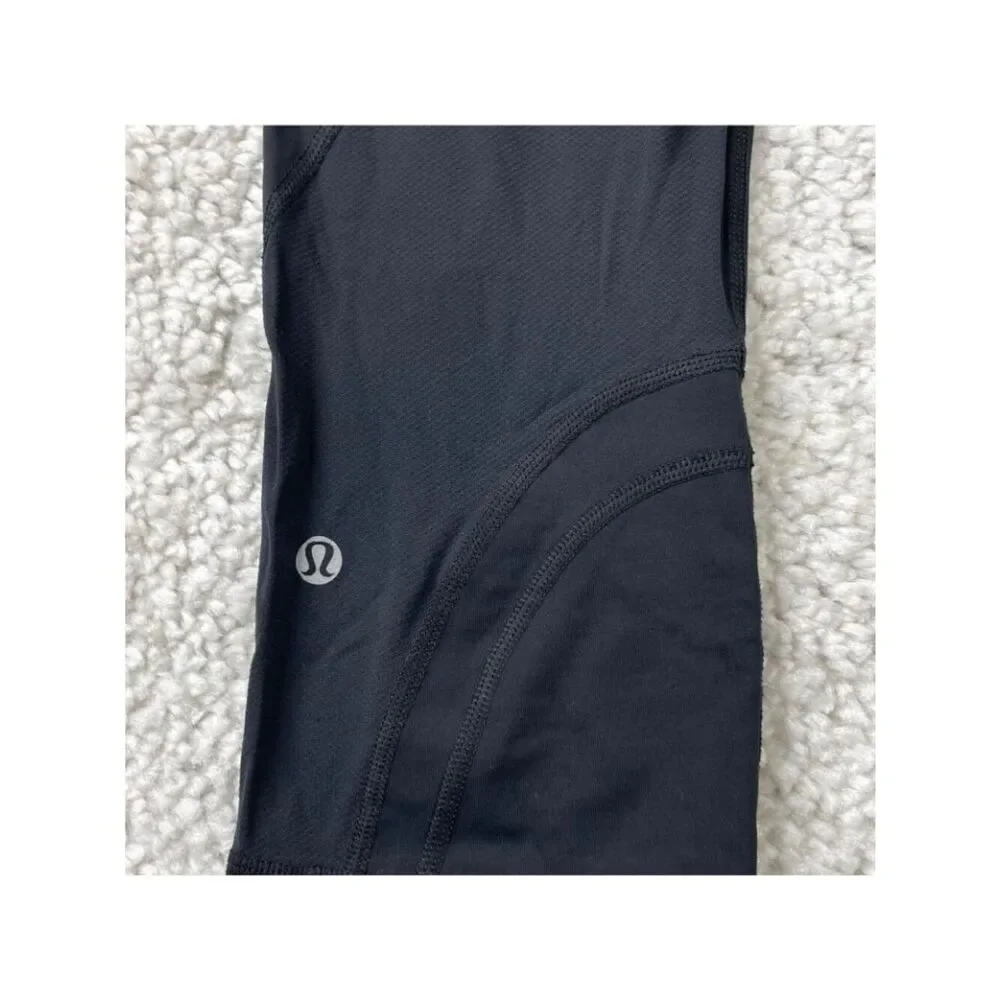 Lululemon Run Inspire Crop Legging Black Womens 8 FLAW